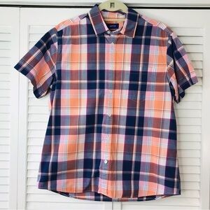 APT. 9 Premium Flex Untucked Fit Plaid Short Sleeve Button Down Shirt Size M